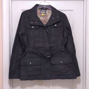 Cabela's Women's Charcoal Canvas Belted Jacket Size L